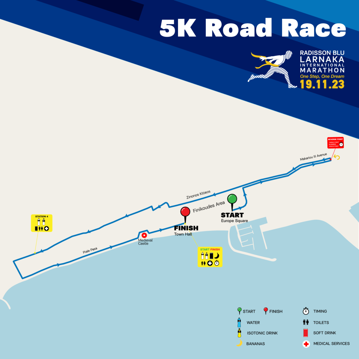 5K race map – Larnaka International Marathon